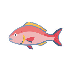 Isolated graphic illustration of a stylized red snapper fish
