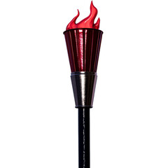 Red Flame Torch with Metal Handle on Transparent PNG