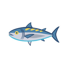 Cartoon style tuna fish on black background illustration