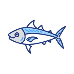 Stylized blue tuna illustration on black background vector image
