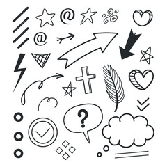 Collection of Hand Drawn Doodle Elements Assorted Vector Illustrations for Design and Decoration Cute Sketch Style