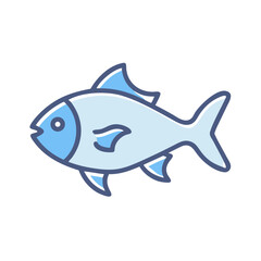 Cute vector fish icon on black background for fishing