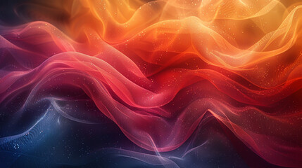 Obraz premium Abstract flowing waves of vibrant colors, light particles on dark background, digital art