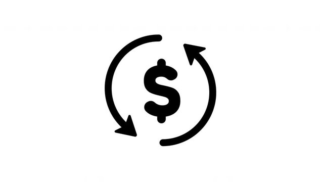 animated Black Dollar Sign in Circular Refresh Arrows Icon