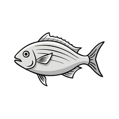 Naklejka premium Monochrome fish illustration against a solid black background