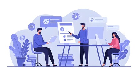 Fototapeta premium Accountant Explaining Financial Regulations to Business Clients – Professional Guidance on Compliance, Corporate Governance, and Strategic Financial Decision-Making for Business Success