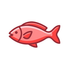 Flat vector illustration of a stylized red fish