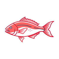 Cartoon style red fish illustration on black background