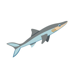 Fototapeta premium Cartoon Style Shark Illustration Isolated on Black Background