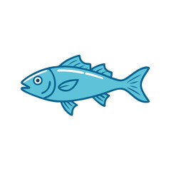 Stylized light blue fish illustration against black background