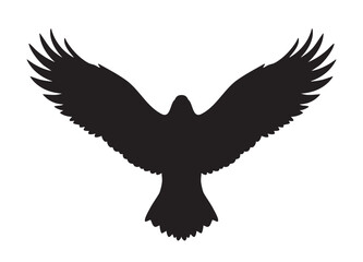 Fototapeta premium Silhouette of an eagle in flight with spread wings vector illustration