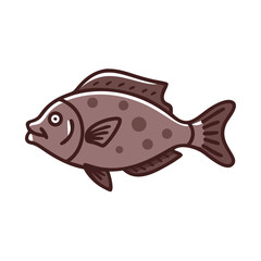 Cartoon fish drawing with circles on a black background