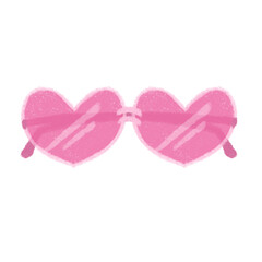 Cute PNG illustration of pink heart shaped sunglasses. Ideal for romantic themes, summer holiday, beach vibes, fashion, lifestyle, and trendy design projects