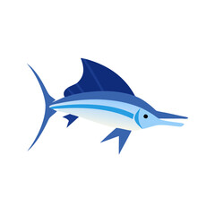 Modern flat illustration of a blue marlin fish