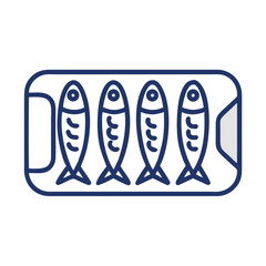 Stylized sardines on tray graphic illustration food design concept