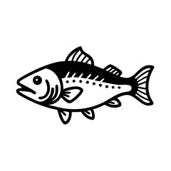 Minimalist outline drawing of fish with fins and tail