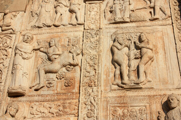 Relief Panels of the Basilica of San Zeno in Verona, Italy – Creation of Eve and Fall of Man
