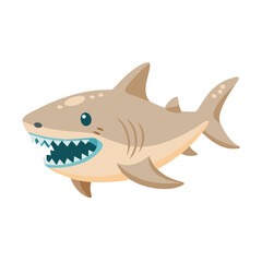 Cartoon shark illustration isolated on black background image
