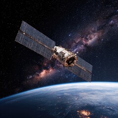 Space station orbiting Earth, Milky Way