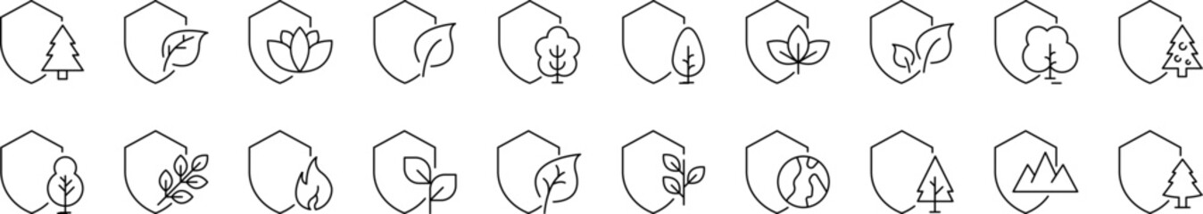 Environmental Protection Outline Simple Linear Image Collection. Editable Stroke. Perfect for Web Sites, Books, Cards, Apps