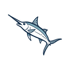 Stylized swordfish illustration with simple design on black background