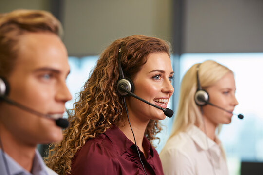 Friendly customer service team ready to assist clients with efficient support in modern call center