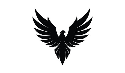 Obraz premium Black silhouette of a mythical phoenix with wings spread wide