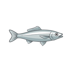 Cartoon fish illustration on black background in flat style