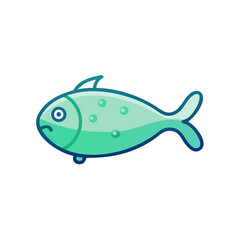 Simple Illustration of a Blue Fish on Black Background