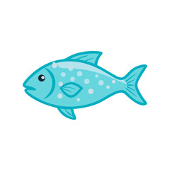 Cartoon style blue fish with white spots illustration