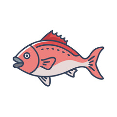 Cute cartoon fish illustration against a black background