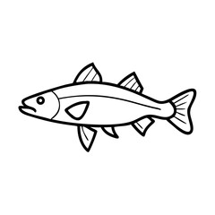 Stylized outline of a salmon swimming left horizontally