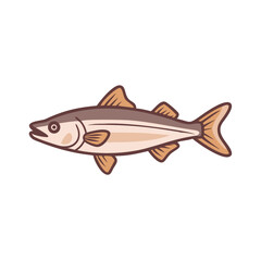 Simple illustration of a fish isolated against a black background
