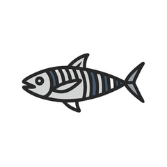 Stylized fishbone illustration against a stark black background