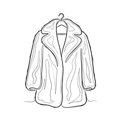 Vector art of elegant fur coat hanging on a hanger showcasing a luxurious winter fashion statement for cold weather protection