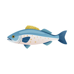 Illustration of a light blue fish on black background