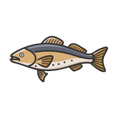 Stylized fish drawing with tan and grey colors