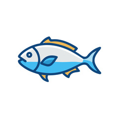 Stylized blue and white fish illustration with outline design