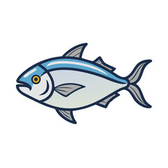 Stylized Tuna Fish Illustration with Cartoon Aesthetic on Black