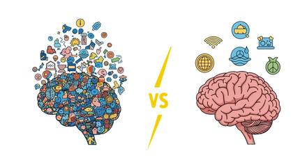 Mindful Thinking vs Cluttered Thoughts Brain Concept