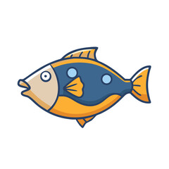 Cartoon illustration of fish with blue and yellow colors