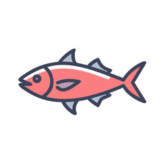Cartoon Fish Illustration with Bold Outline on Black Background