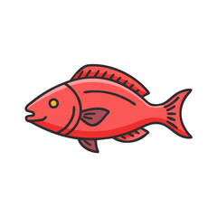 Isolated red snapper illustration against black background stock image