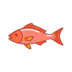 Salmon fish illustration on black background in cartoon style