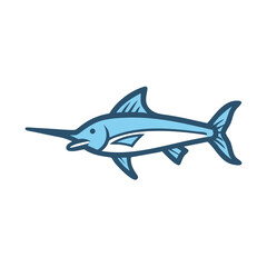 Minimalist swordfish vector illustration on black background aquatic theme
