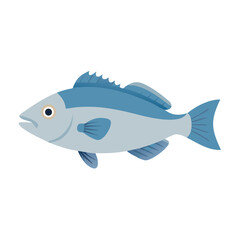 Simple blue fish vector illustration on a black background