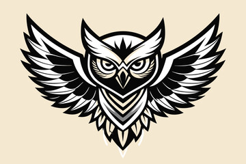 Obraz premium Striking owl emblem design with sharp wings for powerful brand identity and distinctive logo creation
