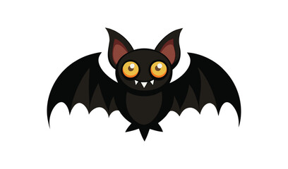 Cute cartoon bat with big yellow eyes and sharp teeth