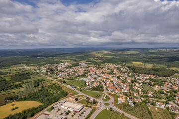 Aerial drone view of Tar, Istria, Croatia.