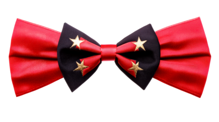 Red and black bow tie with gold stars